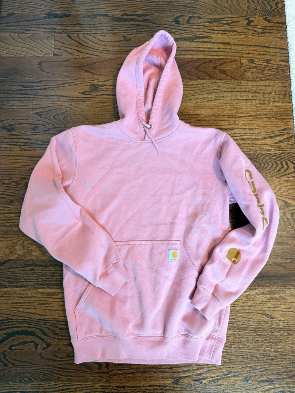 Carhartt Pink Hooded Sweatshirt with Gold Sleeve Accents